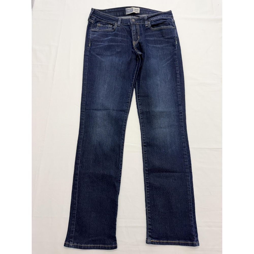 Signature By Levi Strauss Straight Jeans Womens 10 Blue Dark Wash Mid Rise 32x31